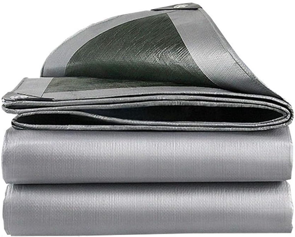Zwaar Zeildoek - Waterdichte Tarp - Bescherming Buiten - Versterkte Oogjes - 4x6 Meter - Zilver