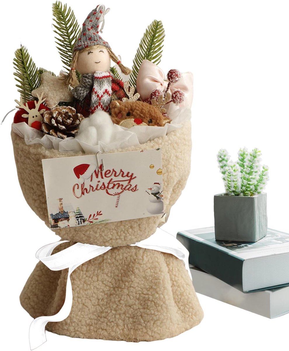 Kerstboeket Kunstbloemen - Decoratie met Licht - Feestelijke Sfeer - Inclusief Geschenktas - 32x16x32 cm - Multicolor