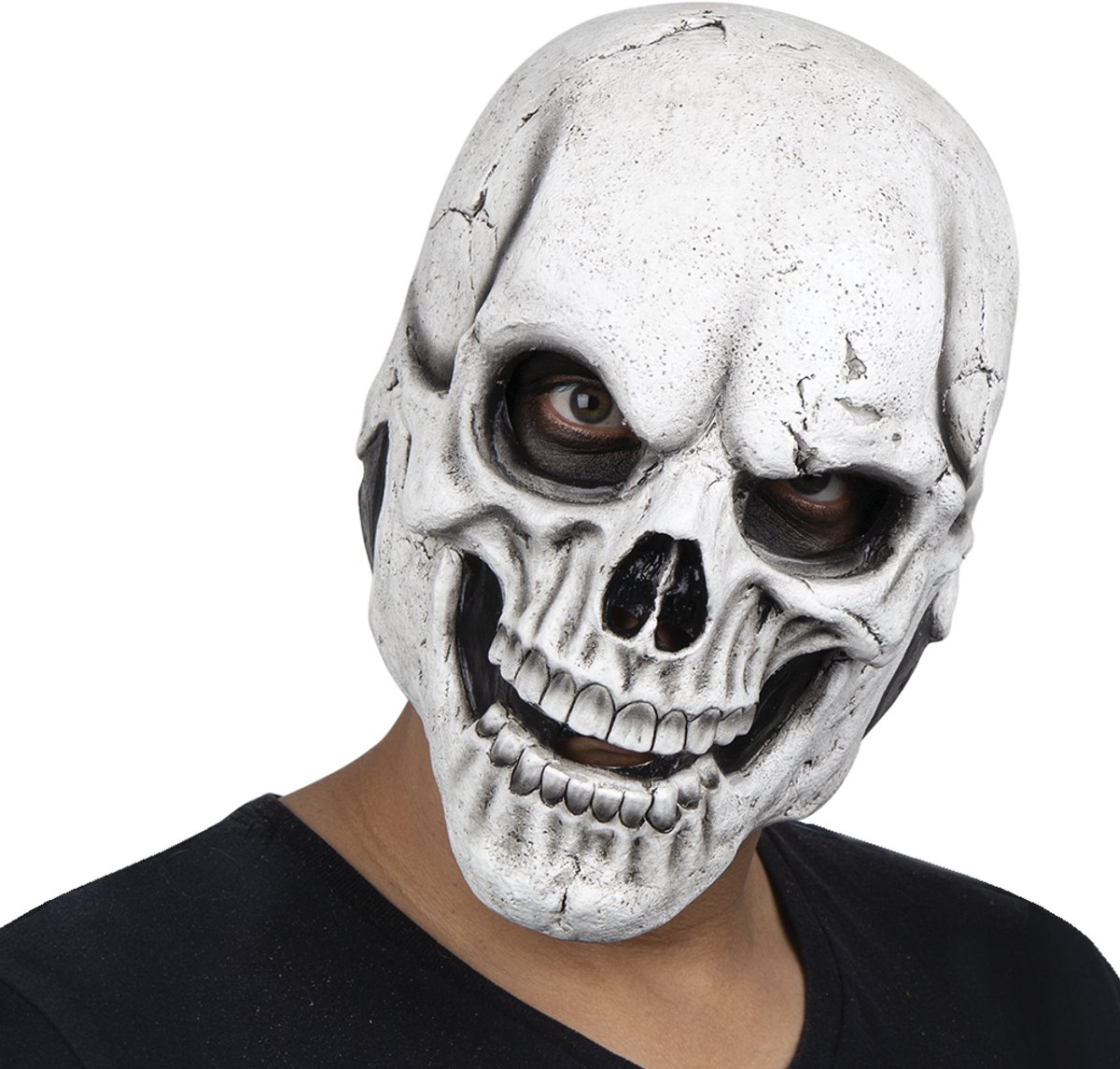 Partychimp Premium Latex Masker Bonejangles Wit Hoofdmasker Halloween Masker Carnava - Latex- Onesize