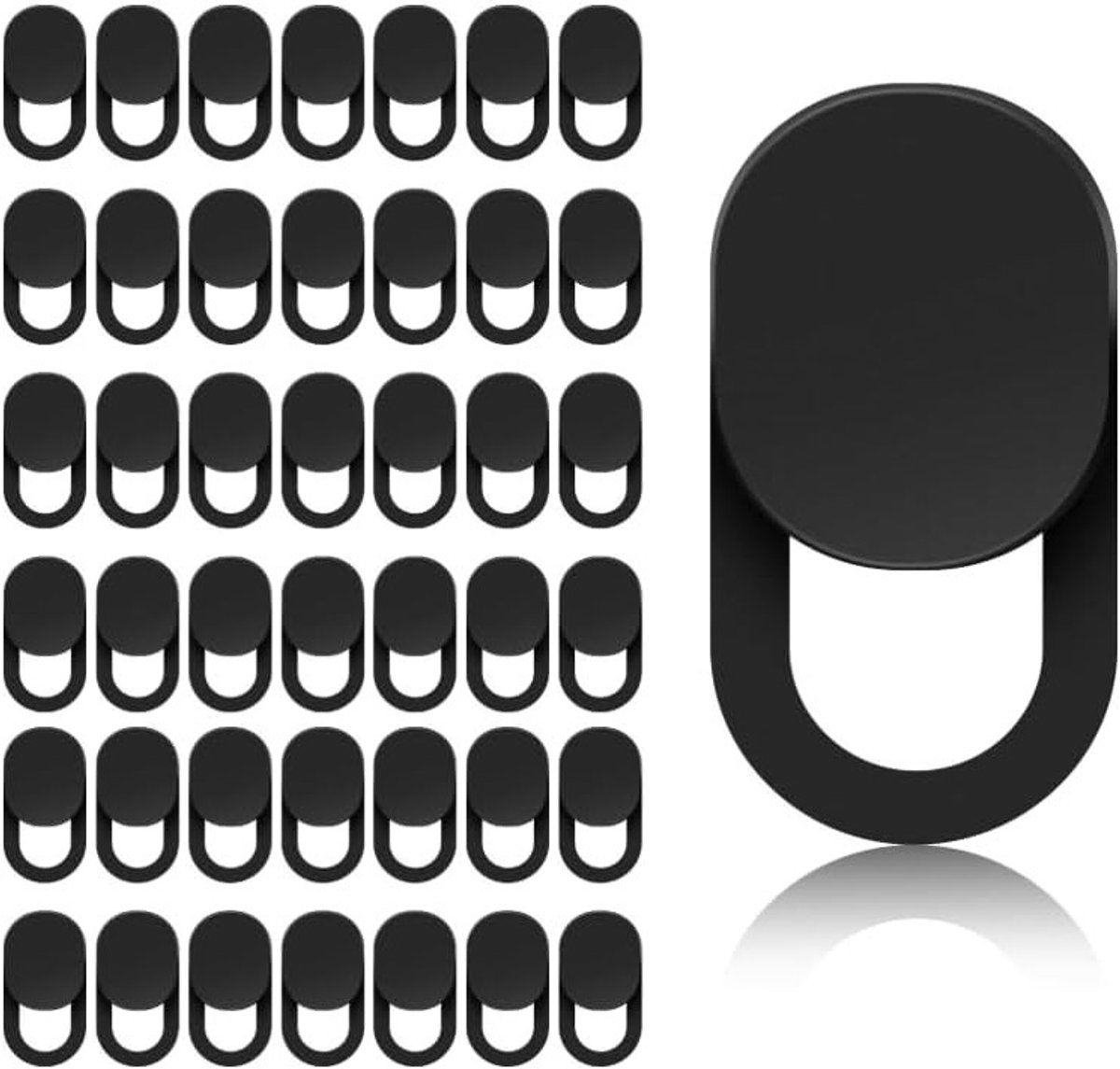 Webcamafdekking zwart, 100 stuks, camera-afdekking voor laptop, telefoon en tablet, 18 x 9 x 0,8 mm, privacybescherming en veiligheid