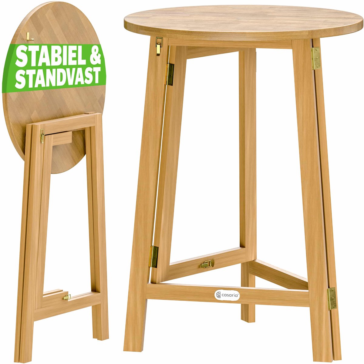 Casaria Statafel – Acaciahout Inklapbaar 110cm Hoog – Rond Ø80 cm bruin