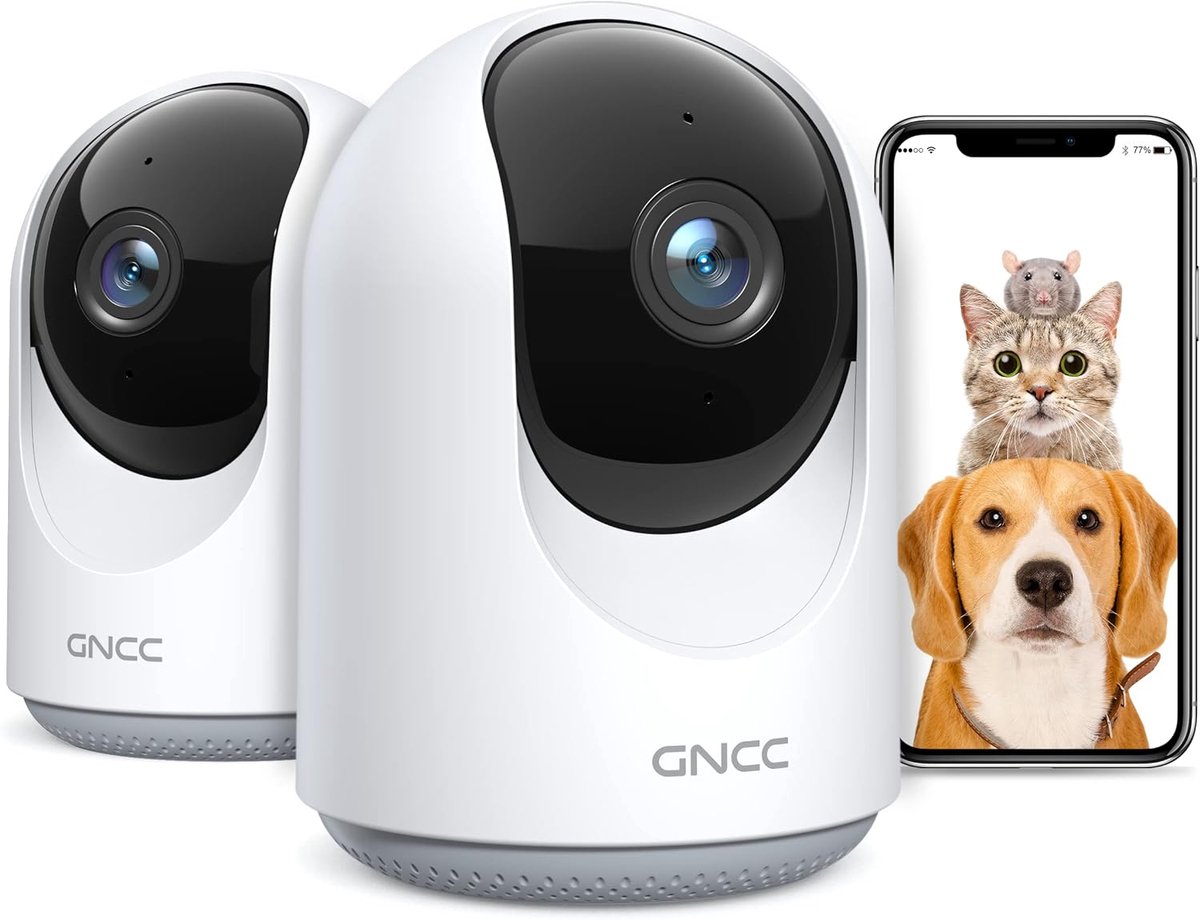 Binnen Camera - WLAN Camera Set - Huis Bewaken - 360 Graden PTZ - 2 Stuks - Wit