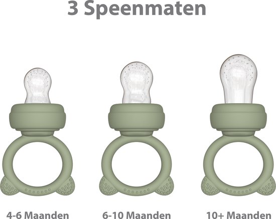 Liefjes & Co Fruitspeen & IJsblokjesvorm - Baby Speen met Bijtring - BPA-vrij Siliconen - 3 Speenmaten S/M/L - Sage Groen van Liefjes & Co — afbeelding 5