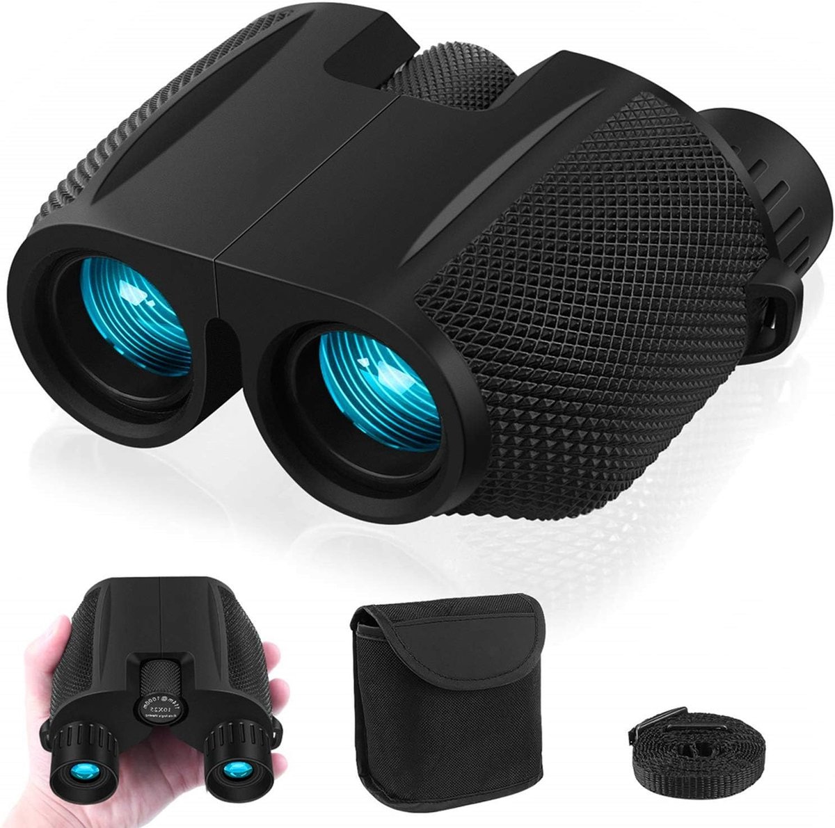Lzwintrading - Verrekijker 10 x 25 - Compacte Verrekijker voor Volwassenen en Kinderen - FMC Multi-Gecoate Look en BAK4 Prisma's - Lichte Verrekijker voor Reizen en Buitengebruik - Zwart