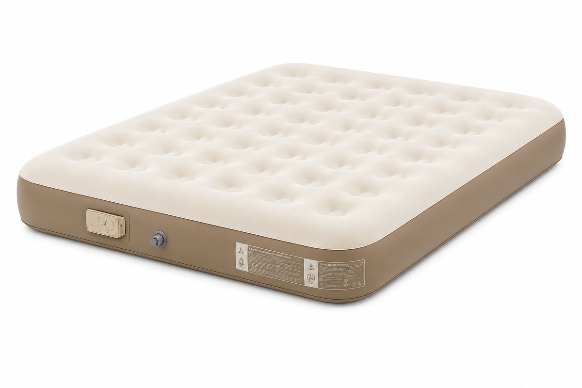 HomeGoodies - Luchtbed - luchtbed met ingebouwde pomp - Luchtmatras - Camping matras - Extra grote luchtbed - 80x200x25cm - Beige