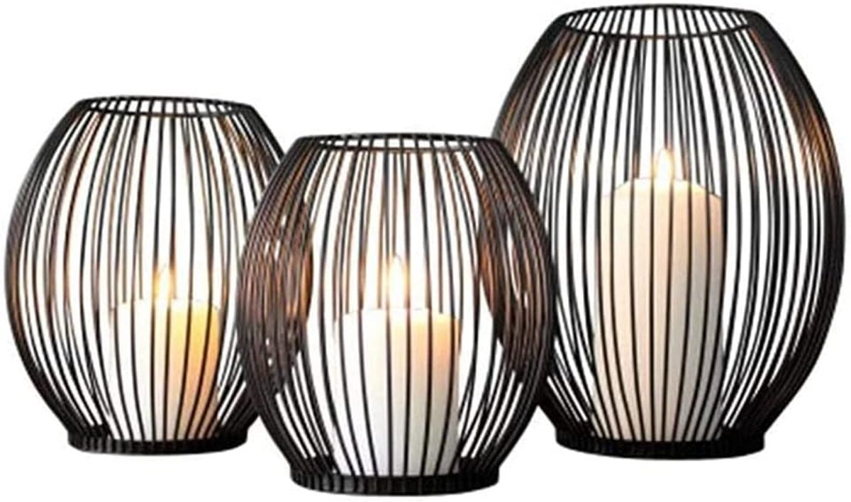 Vogelkooi Kandelaar - Lantaarn Decoratie - Huis Verlichten - Ijzeren Constructie - Klein 15cm - Zwart