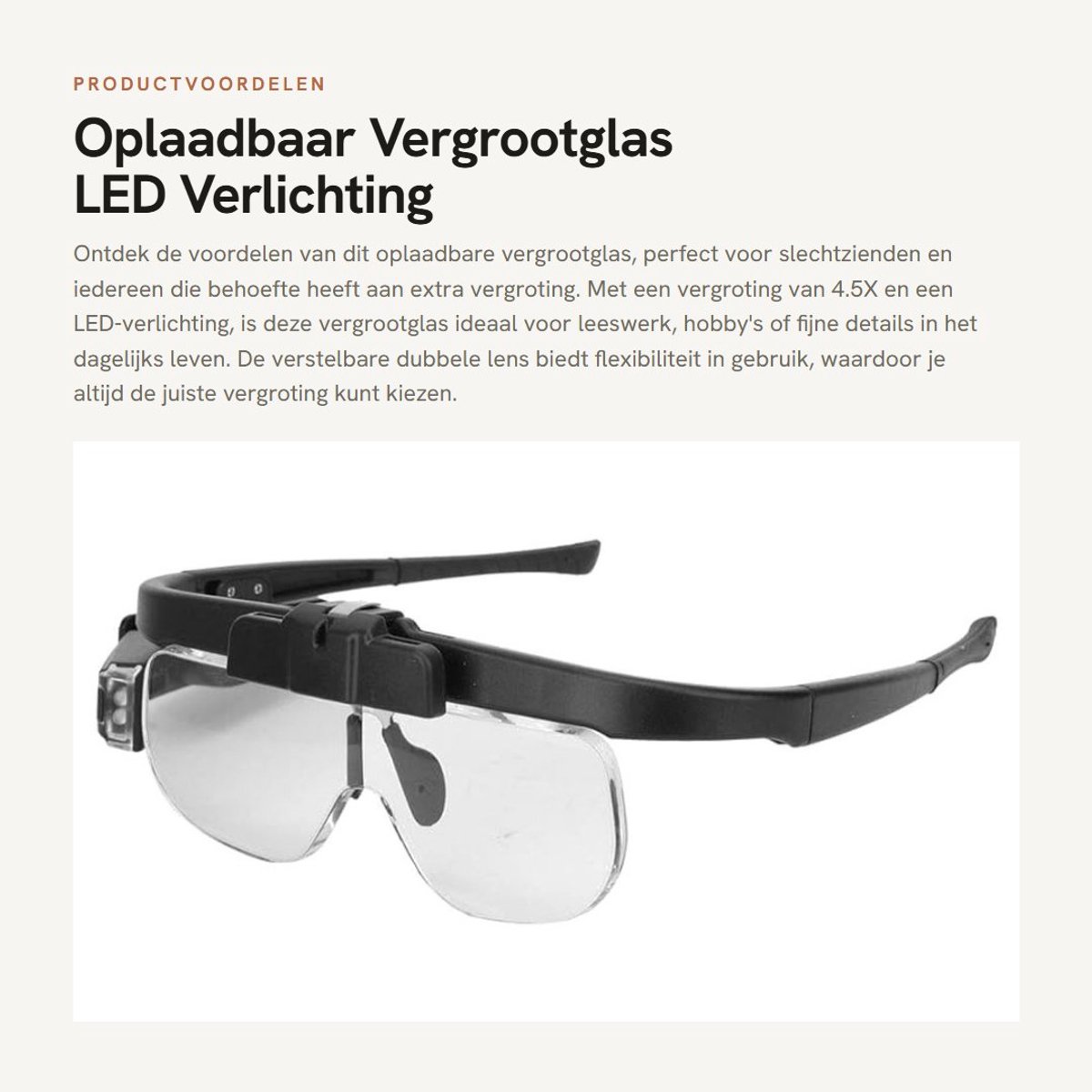 Dailygoods - Oplaadbaar Vergrootglas - LED Verlichting - Verstelbare Dubbele Lens - Meerkleurig - Geschikt voor Slechtzienden - Vergroting 4.5X