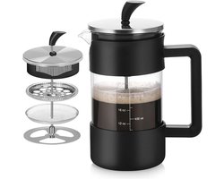 Koffiemaker met Franse pers - Glazen koffiezetter - Koffie bereiden - Hittebestendig ontwerp - 1 liter - Transparant