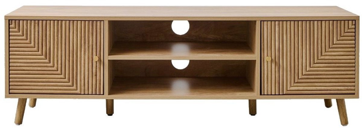 CaliCosy Tv-meubel 2 deuren met lamellenfronten in L-vorm, L140 cm - EDEN Houtlook