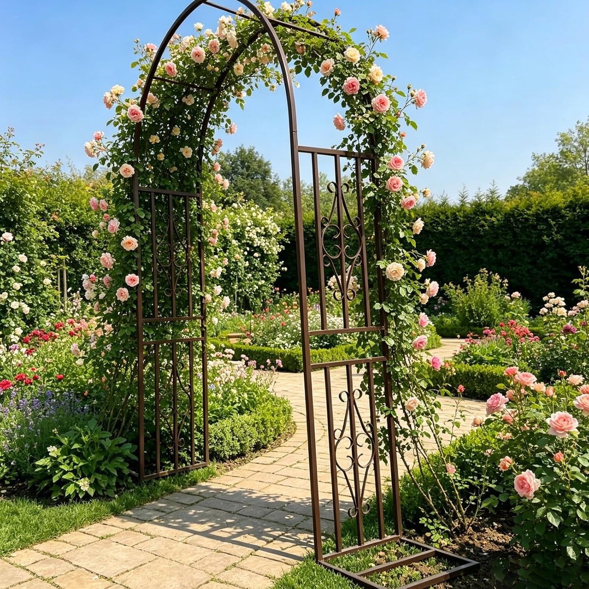 Tuinboog Prieel - Klimplant Steun - Decoratieve Tuinaanleg - Roestbestendig Materiaal - 140x40x267cm - Brons