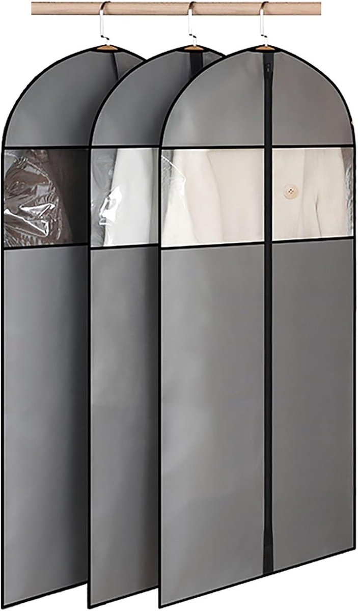Kledinghoezen - Kledingbeschermers - Kleding Opbergen - Ademend Materiaal - 3 Stuks 60x130cm - Grijs