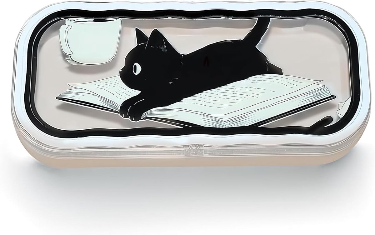 brillenkoker hardcase - katten strik hart - transparant - met schoonmaakdoekje - SnelShoppen