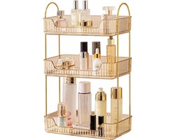 SnelShoppen - CESTATIVO Make-uporganizer, Cosmetica-organizer, Beauty-organizer, Huidverzorging-organizer voor Badkamer, 3 Lagen, Amber Kleur, Perfect