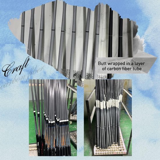 Pool Keu - Biljart Keu - Precisie Spelen - Lage Doorbuiging Koolstofvezel - 147 cm - Zwart — afbeelding 4