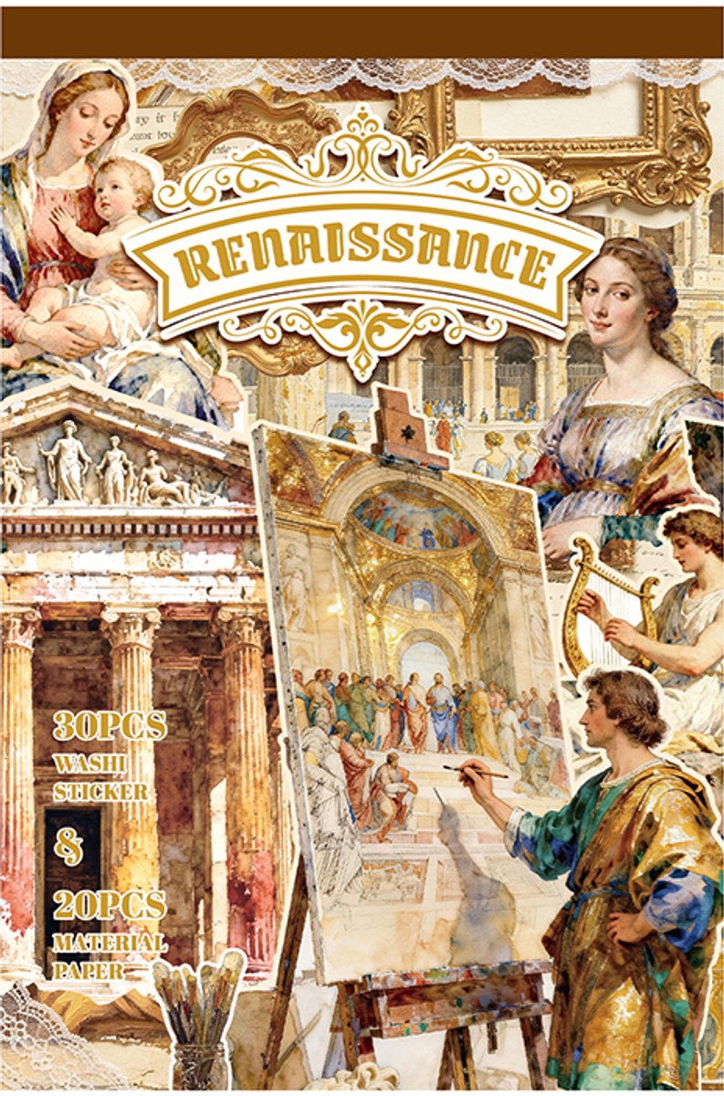 SIMNO® Vintage stickerboek - 50 vellen - Renaissance