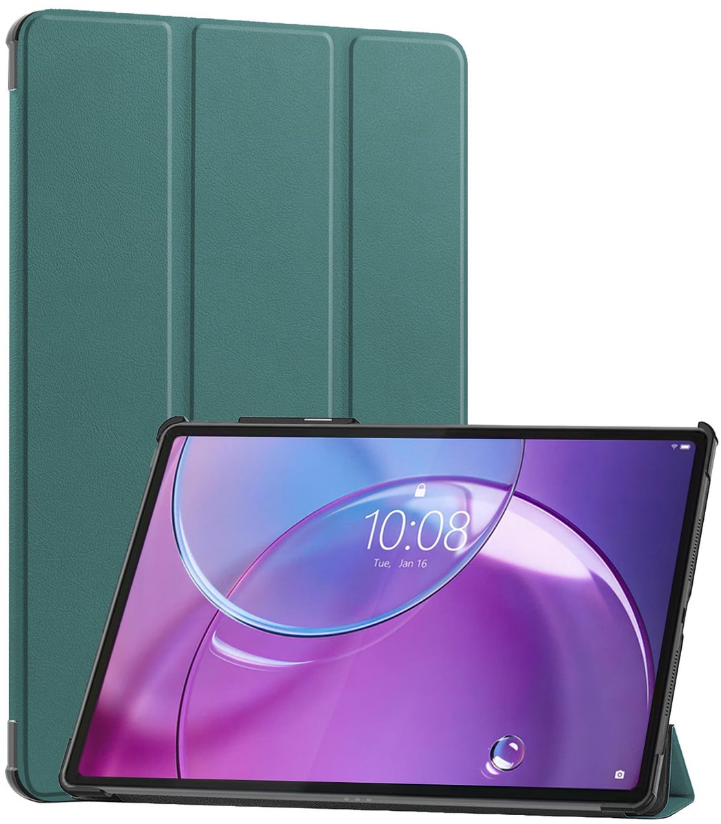 Hoes - Geschikt voor Lenovo Idea Tab Pro Gen 2 - Dun & Stevig - Trifold Bookcase - Hard Cover - Hardcover Book Case - Tablet Hoesje - Donkergroen