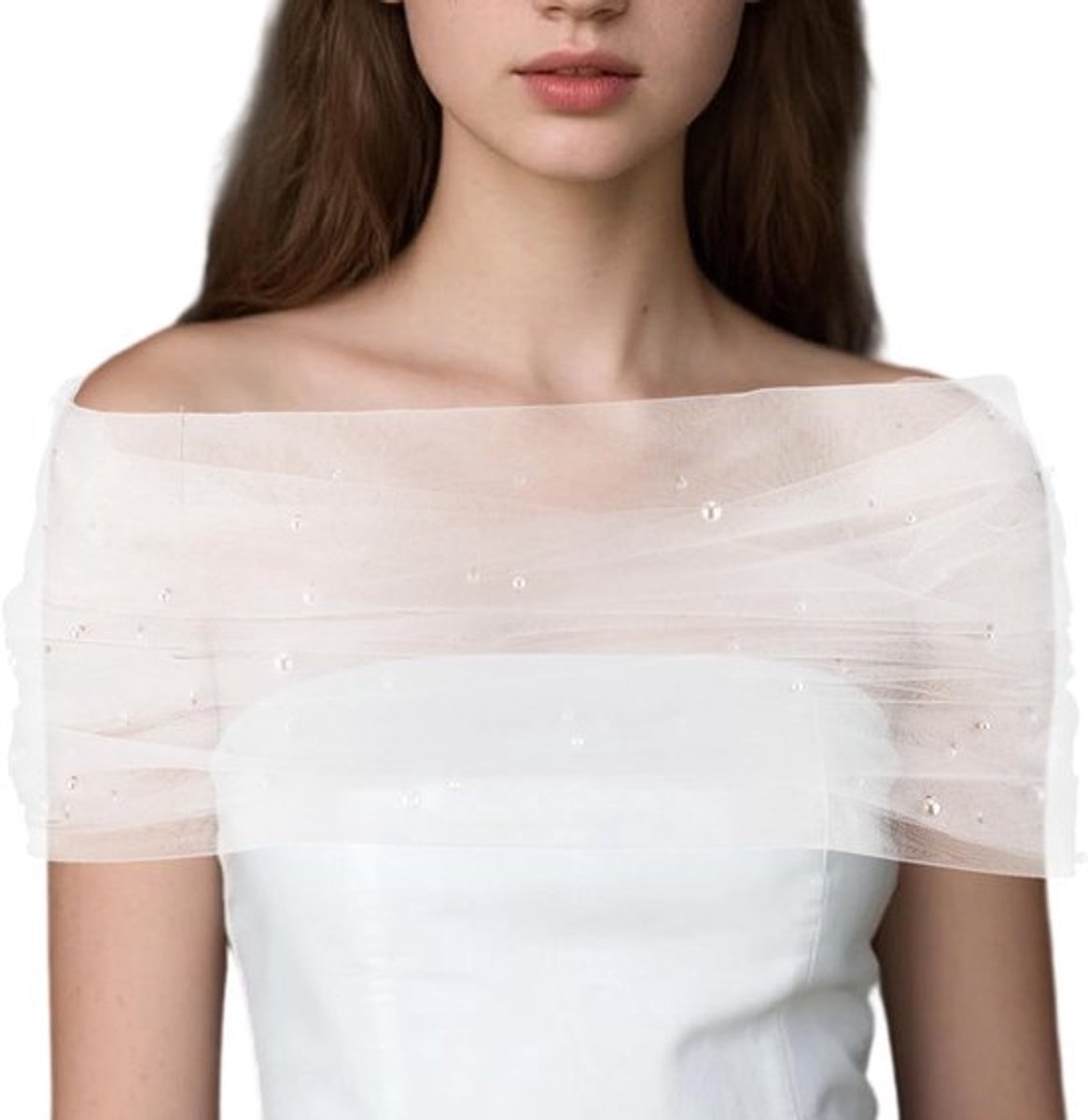 Elegante witte tulle schouderwrap voor bruiloften, feesten en prom - veelzijdige en modieuze accessoires voor vrouwen
