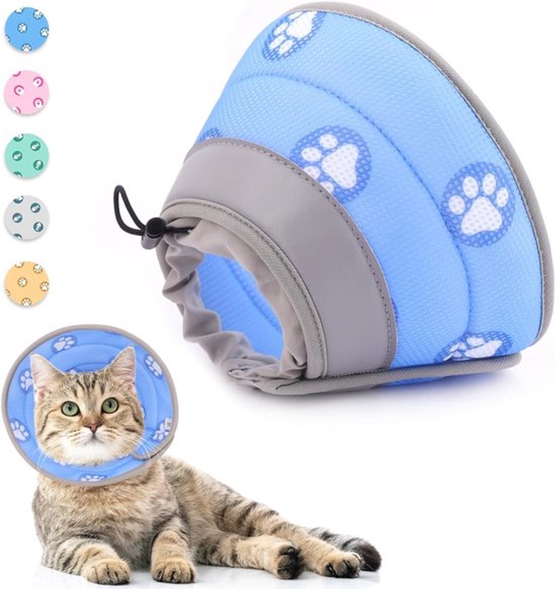 Verstelbare Herstelhalsband voor Honden en Katten - Zachte Kegel voor Puppy’s en Kleine Honden (Blauw, M) - Comfortabel, Veilig en Ademend