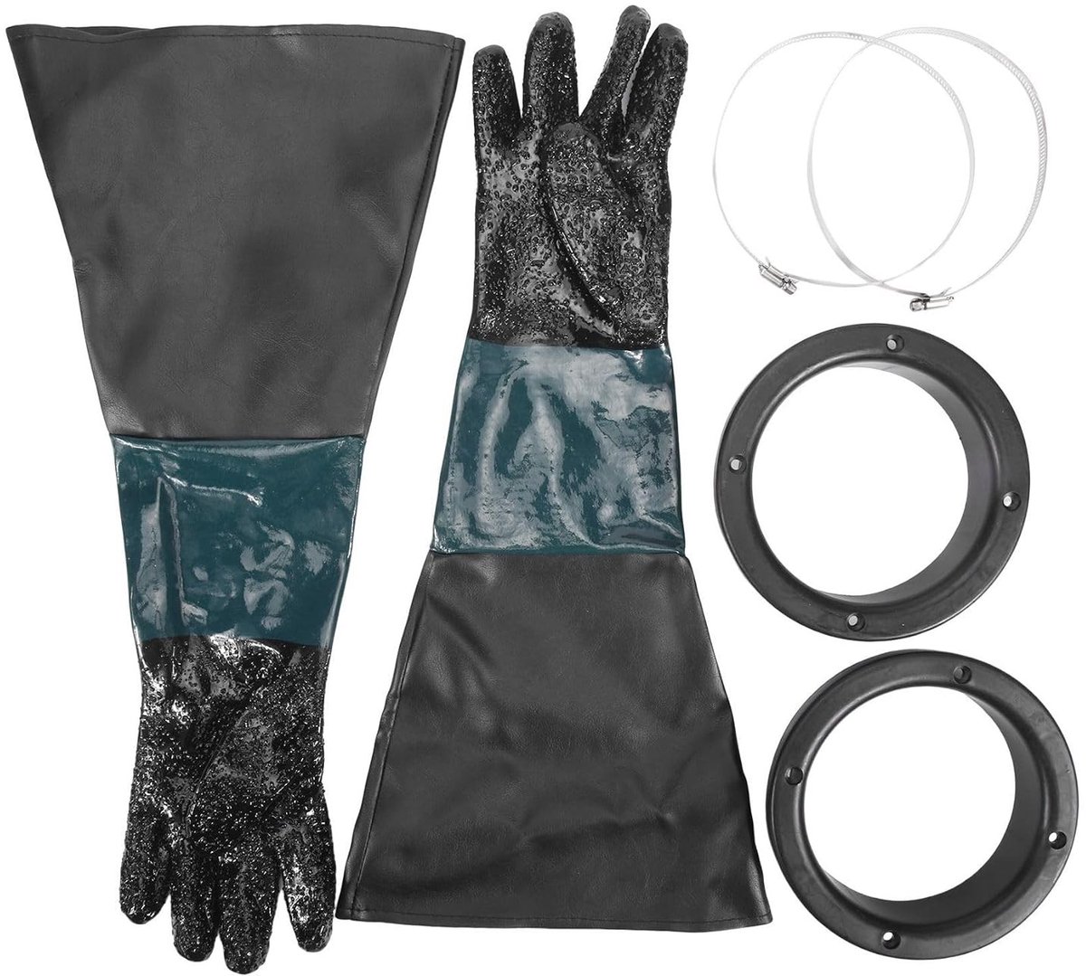 Zandstraalhandschoenen 60 cm met O-ringen voor zandstraal cabine en vervangingsonderdelen