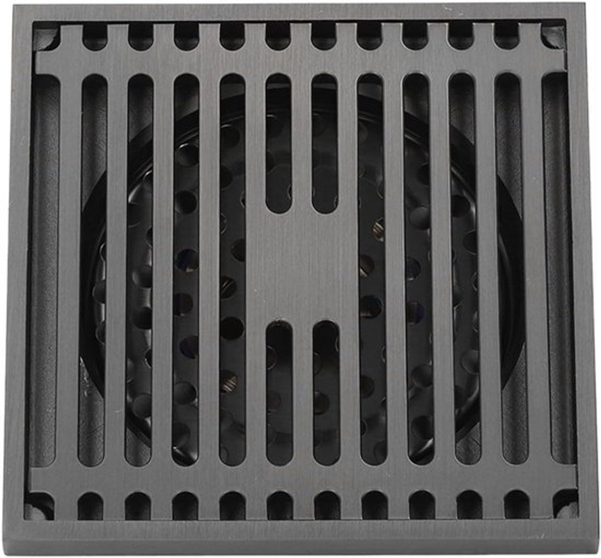 Vierkante Vloerafvoer met Filter en Dekplaat, 10 x 10 x 2,5 cm, Roestvrijstalen Afvoerputje voor Badkamer, Keuken en Balkon met Haarfilter