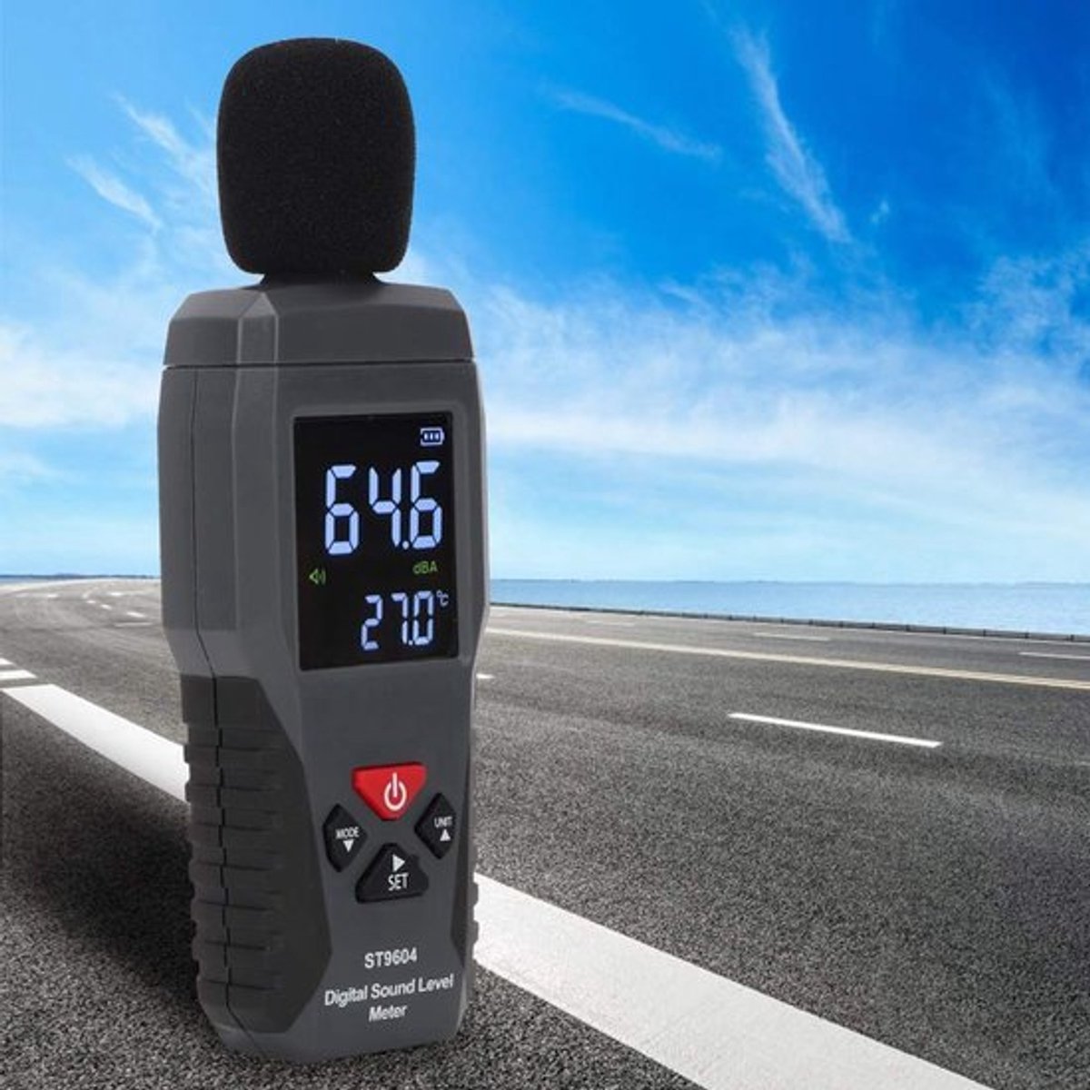 Decibelmeter Digitale Geluidsmeter - Meetbereik 30-130dBA - Nauwkeurigheid ±1,5dB - Frequentiebereik 31,5Hz-8,5KHz - 4-cijferig Display - Voeding AAA-batterij x3 - Geluidsniveaumeter