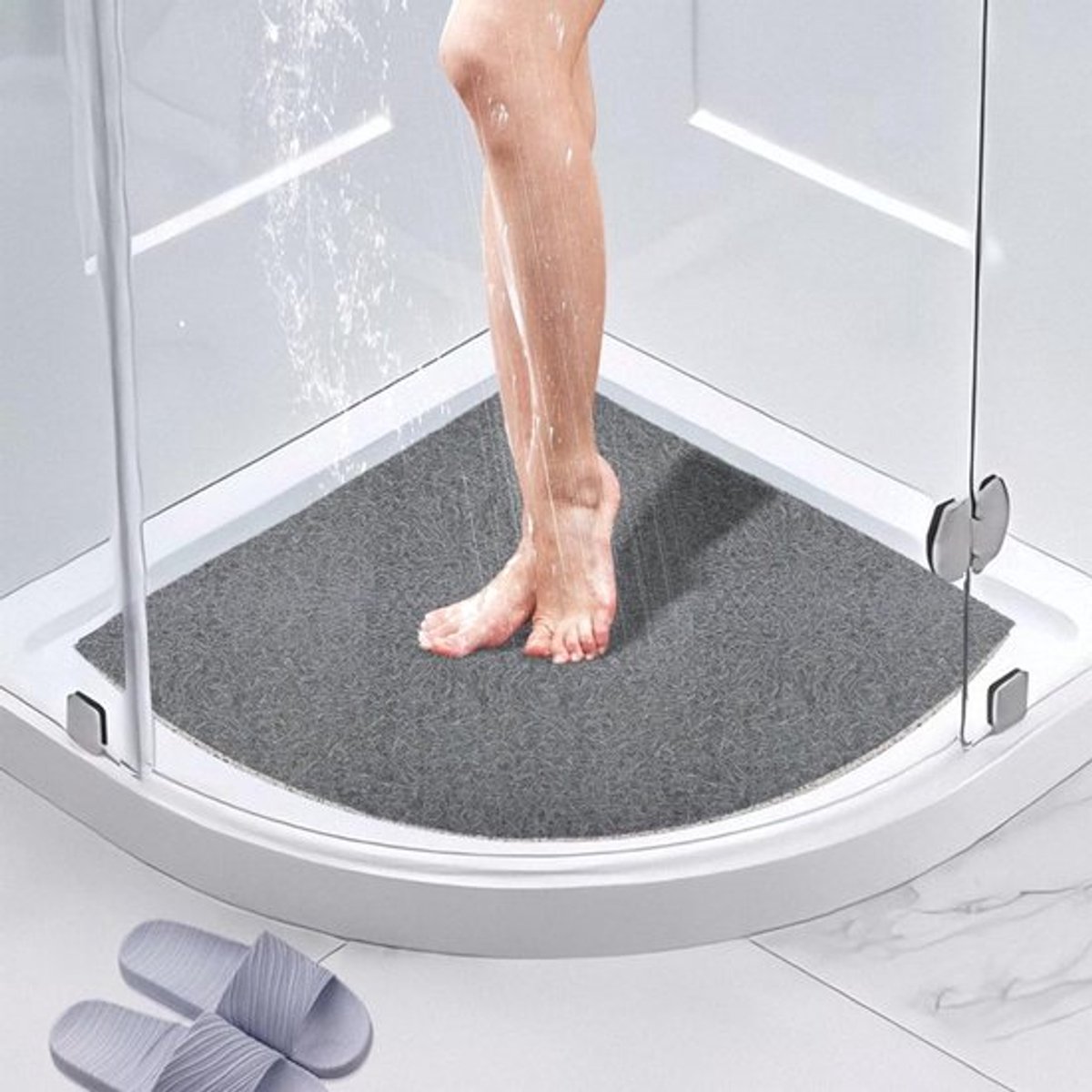 Hoek Douchematt, Antislip en Schimmelbestendig, 60 x 60 cm, Vierkante Badmat voor Binnen en Buiten, Afvoermat, Wasbare Douchemat voor Badkamervloer en Wellnessgebruik