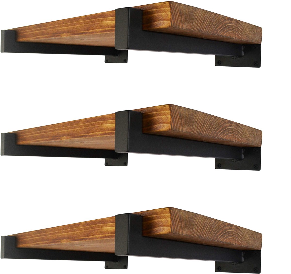 SnelShoppen - EZYDECOR Plankhaak 30,5 cm Zwart Wandmontage Metalen Plankondersteuning voor Industriële Rekken, 6 Stuks met Lip voor Keuken en Woonkame