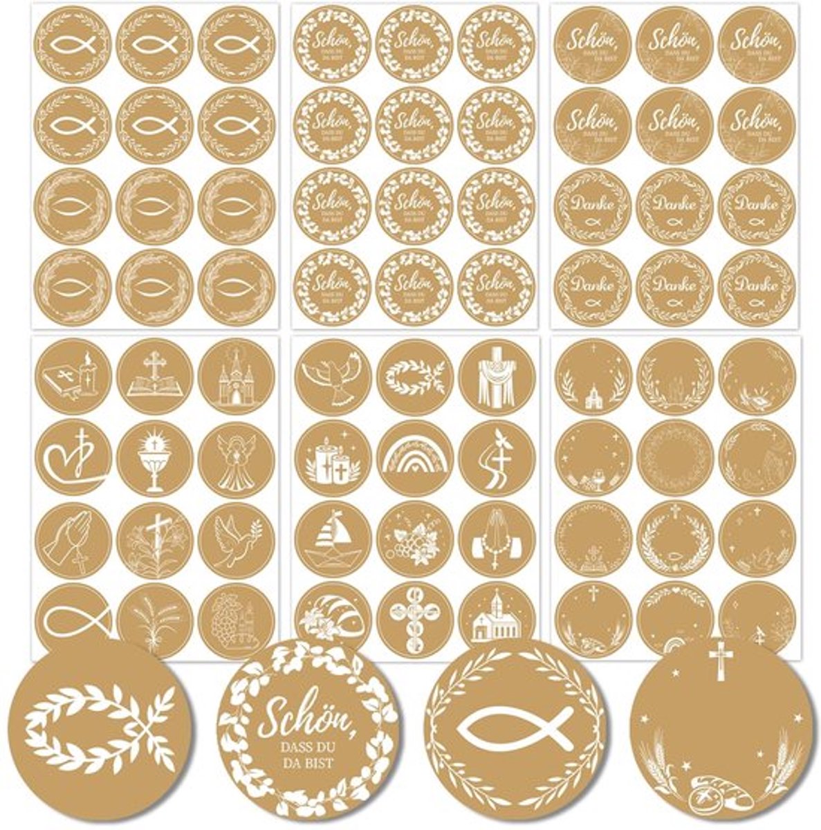 Communiestickers 288 stuks - Decoratieve Stickers - Doop/Vormsel - Eerste Communie - Zelfklevend - 40 mm Grootte