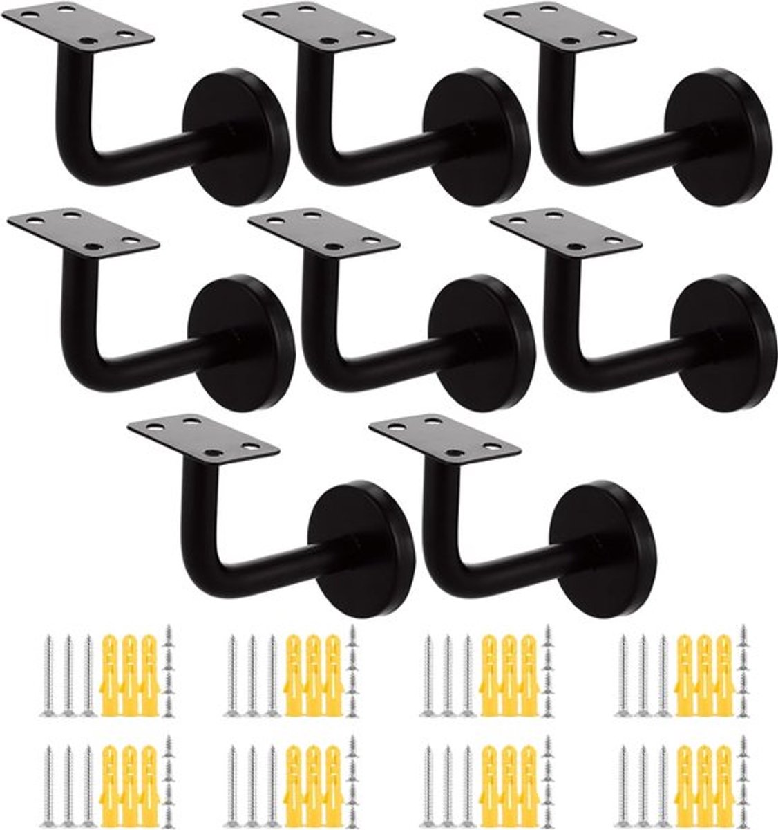 Leuninghouders - Roestvrij staal - 8 stuks - Zwart - 60 x 80 mm