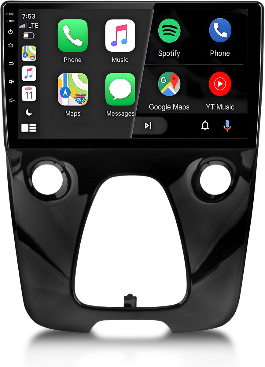 Cestovet Autoradio - Geschikt voor Peugeot 108/ Citroen C1/ Toyota Aygo - Draadloos CarPlay, Android Auto, GPS Navi, 2GB+64GB