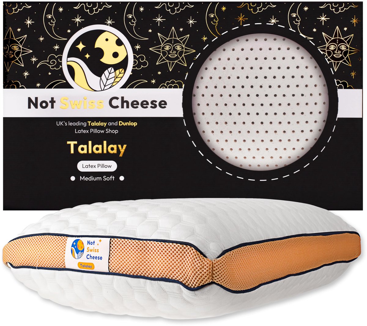 SnelShoppen - Premium Talalay Latexschuimkussen 59,7x39,4x14 cm | Medium Zacht Orthopedisch Kussen voor Nekpijnverlichting | Natuurlijk en Wasbare Hoe