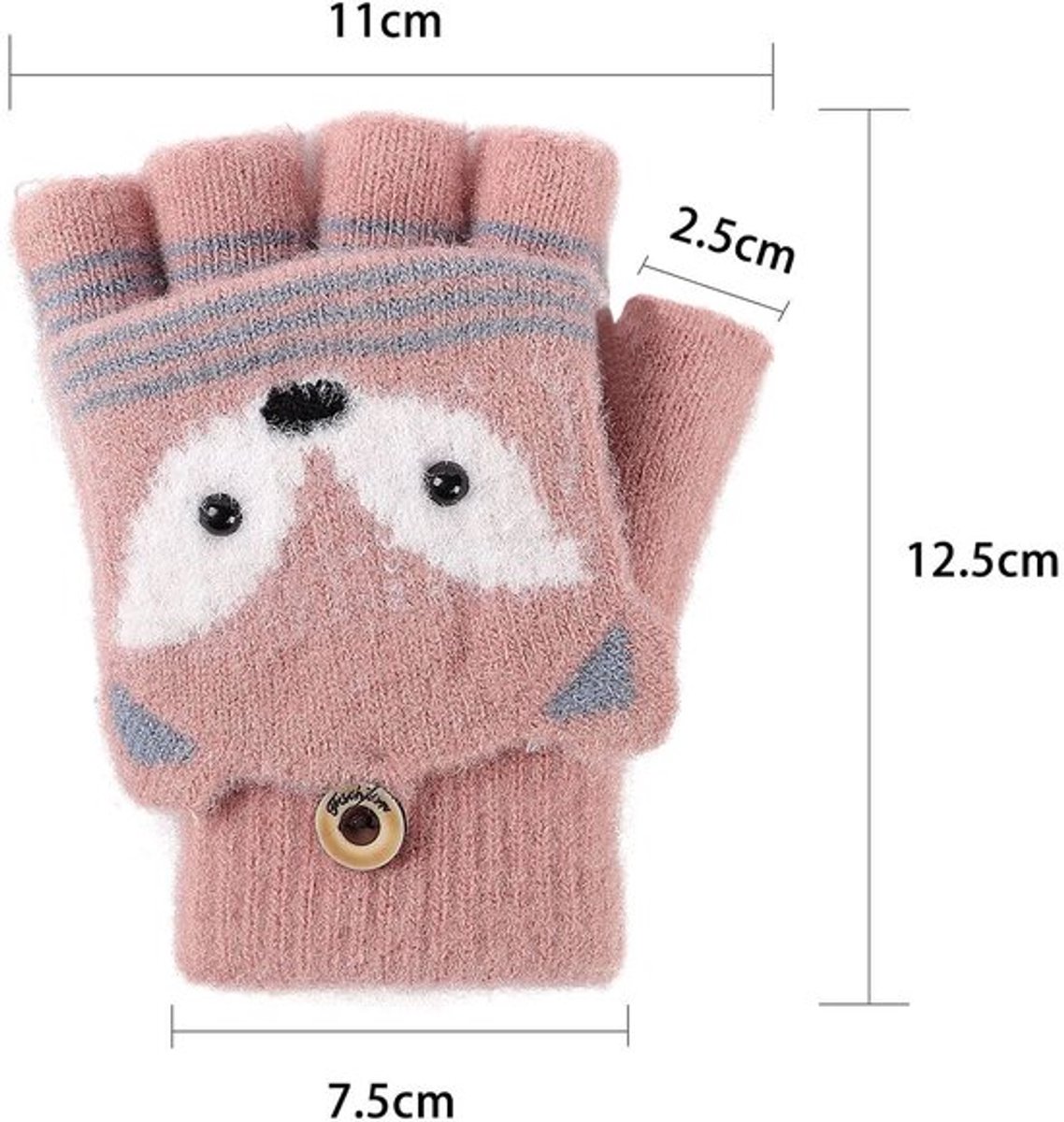 Winterhandschoenen voor Kinderen - Vingerloze Wanten - Warme Gebreide Handschoenen - Pluche Voering - Ideaal voor Wintersport - One Size