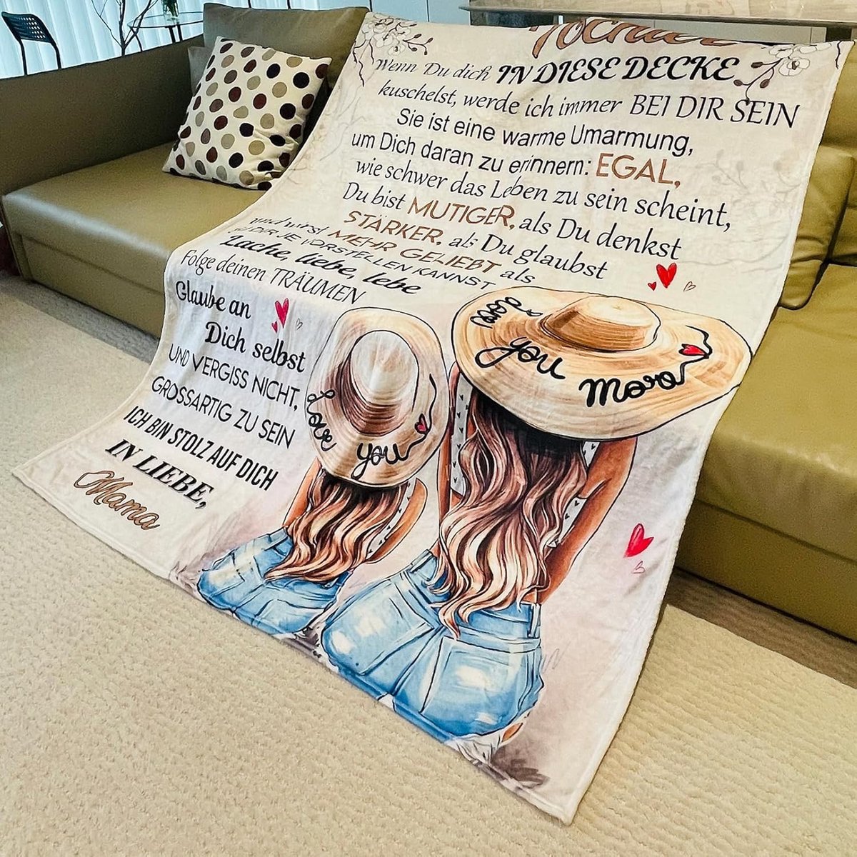 SnelShoppen - Knuffeldeken voor mijn dochter, flanellen deken bedrukt met liefdevolle spreuk, ideaal cadeau voor Kerstmis en afstuderen, zachte deken