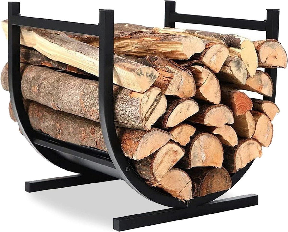 Hout Opslagrek - Stapelhulp Hout - Haardhout Opslag - Stabiele Stevige Constructie - 44 x 37 x 40 cm