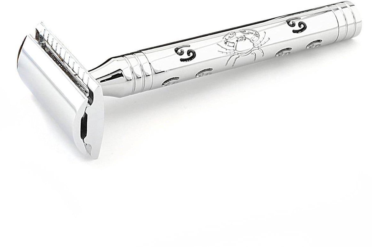JAG Shaving Safety Razor RVS – Double Edge Scheermes met Cancer Sterrenbeeld Gravure – Herbruikbaar Klassiek Scheermes voor Mannen & Vrouwen