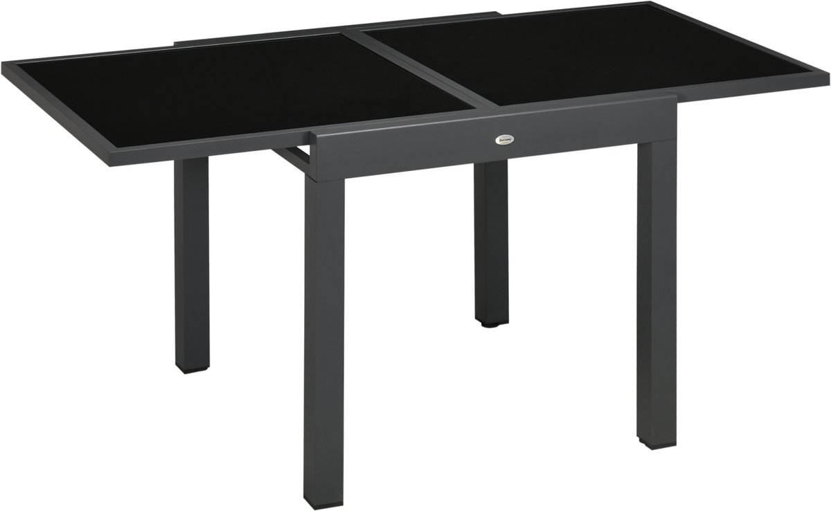 NAVOBIZ Uitschuifbare tuintafel - Balkontafel - Buitentafel - Terrastafel - Aluminium frame - Glazen blad - Ruimtebesparend