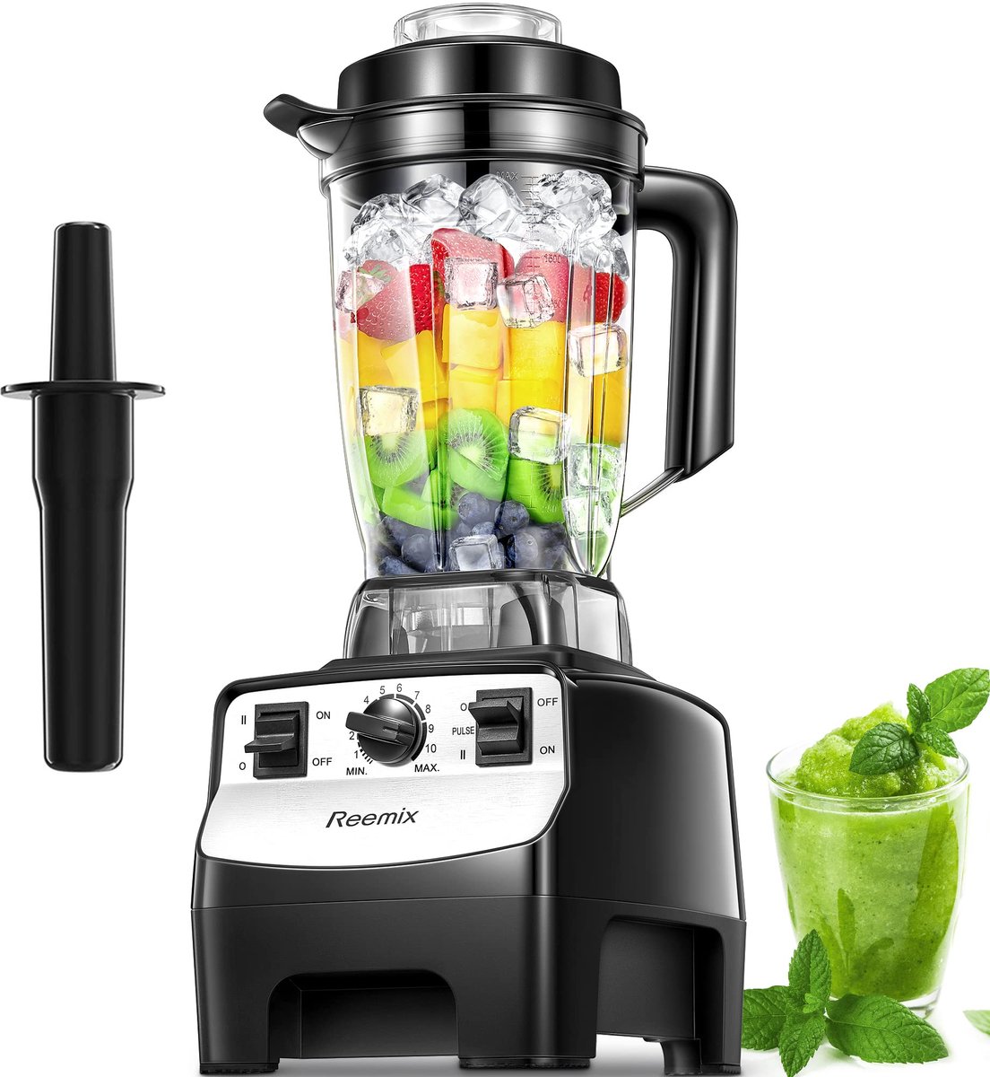 SnelShoppen - Smoothie Maker 2000W Food Blender met 10 Snelheidsregelingen, 2L BPA-vrije Tritan-container, 8 Titanium Roestvrijstalen Messen voor Milk