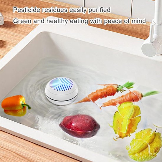 Elektrische Fruit Groente Wasmachine Draagbare Oplaadbare Voedsel Schoonmaken Tool voor Thuis Keuken Cafe Reizen - wit — afbeelding 3