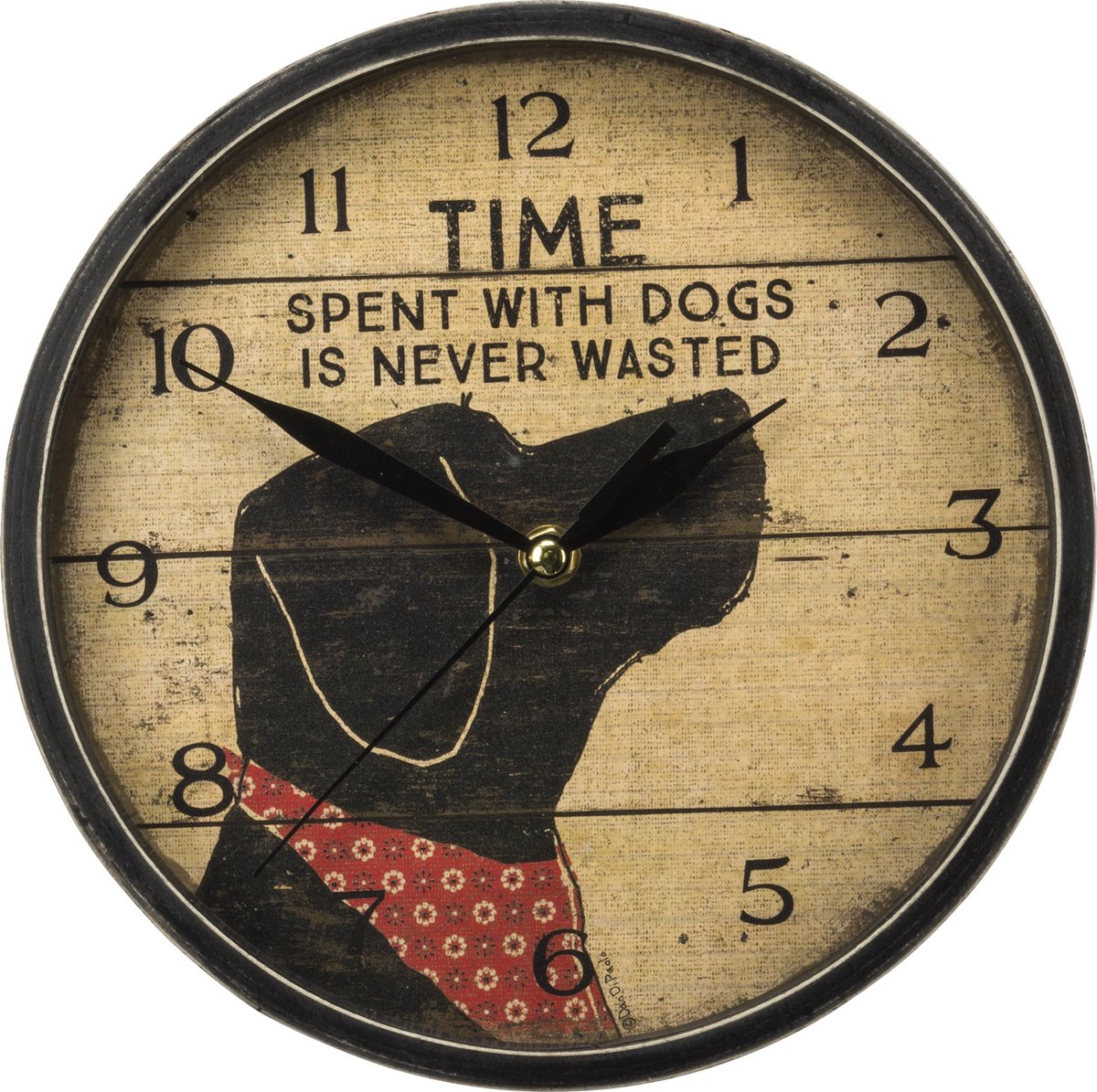 SnelShoppen - Decoratieve Klok voor Hondenliefhebbers, Houten Klok met Papieren Ontwerp, Glas Bescherming, Vintage Stijl, Ideaal voor Woonkamer, Keuke