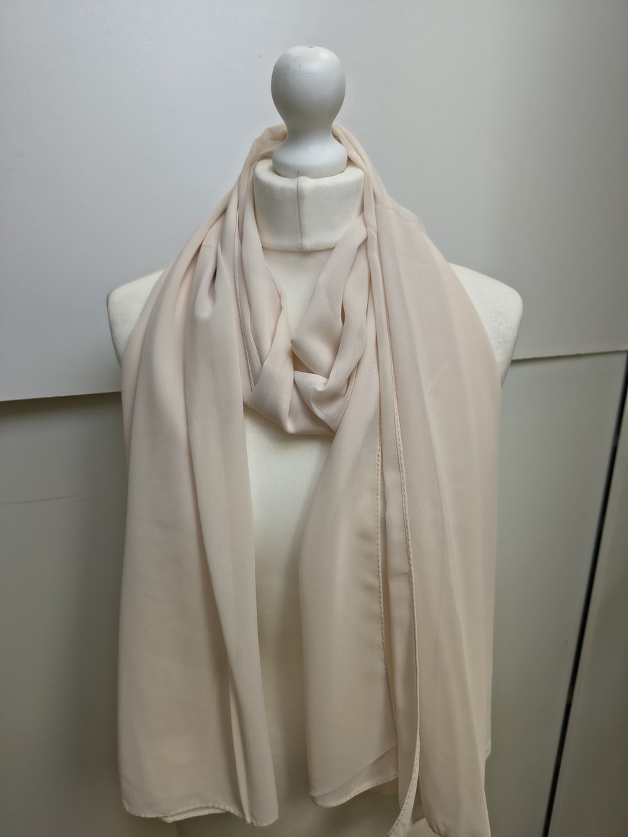 Lange dames chiffon sjaal Dominique-effen vanille licht geel-omslagdoek-stola