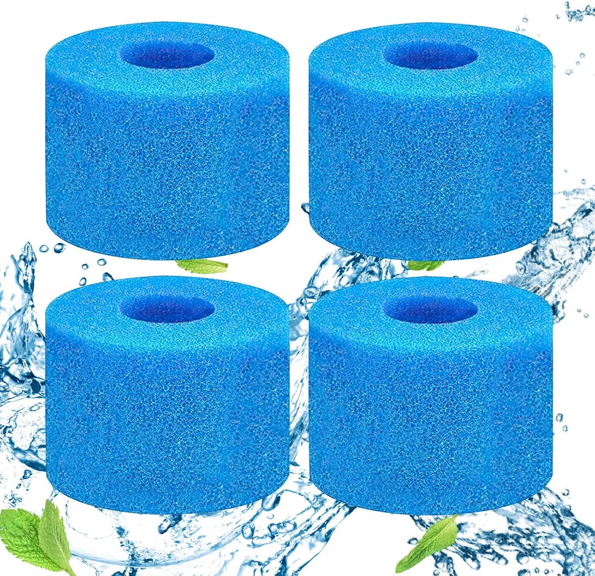 Set van 4 S1 spafilters, schuimspafilter, S1 schuimspafilter, S1 schuimfilter, Type S1 filterspons, herbruikbaar en wasbaar, geschikt voor spa en zwembad