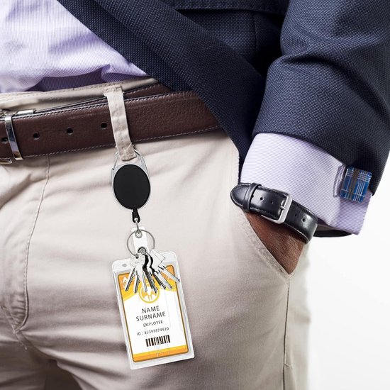 Set van 2 Stevige Badgehouders met Retractable Badge Reel Clip - ID Kaart Bescherming voor Zorgverleners, Onderwijs en Kantoorgebruik — afbeelding 5