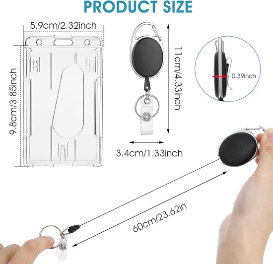 Set van 2 Stevige Badgehouders met Retractable Badge Reel Clip - ID Kaart Bescherming voor Zorgverleners, Onderwijs en Kantoorgebruik — afbeelding 2