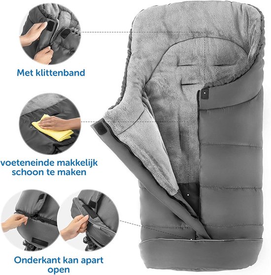 Voetenzak Kinderwagen - Winterzak - Warmte Bieden - Verstelbare Riem Sleuven - 100 cm - Grijs — afbeelding 5
