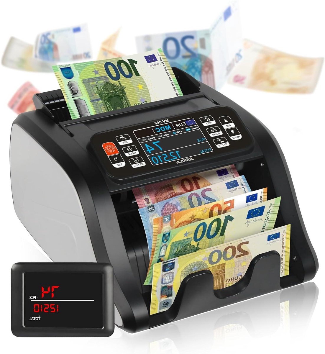 Geld Tel Machine - Bankbiljet Tellen - Bedrijfsadministratie - Gemengde Denominaties - 31.2 x 25.6 cm - Zwart