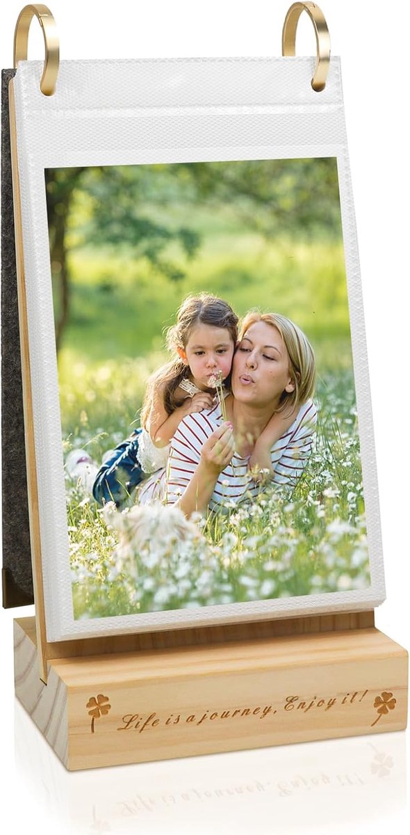 SnelShoppen - ZEEYUAN Kalenderalbum 10x15 Insteekalbum Houten Fotolijst voor 60 Foto's - Ideaal voor Vrouw, Man en Ouders - Perfect voor Feesten en He