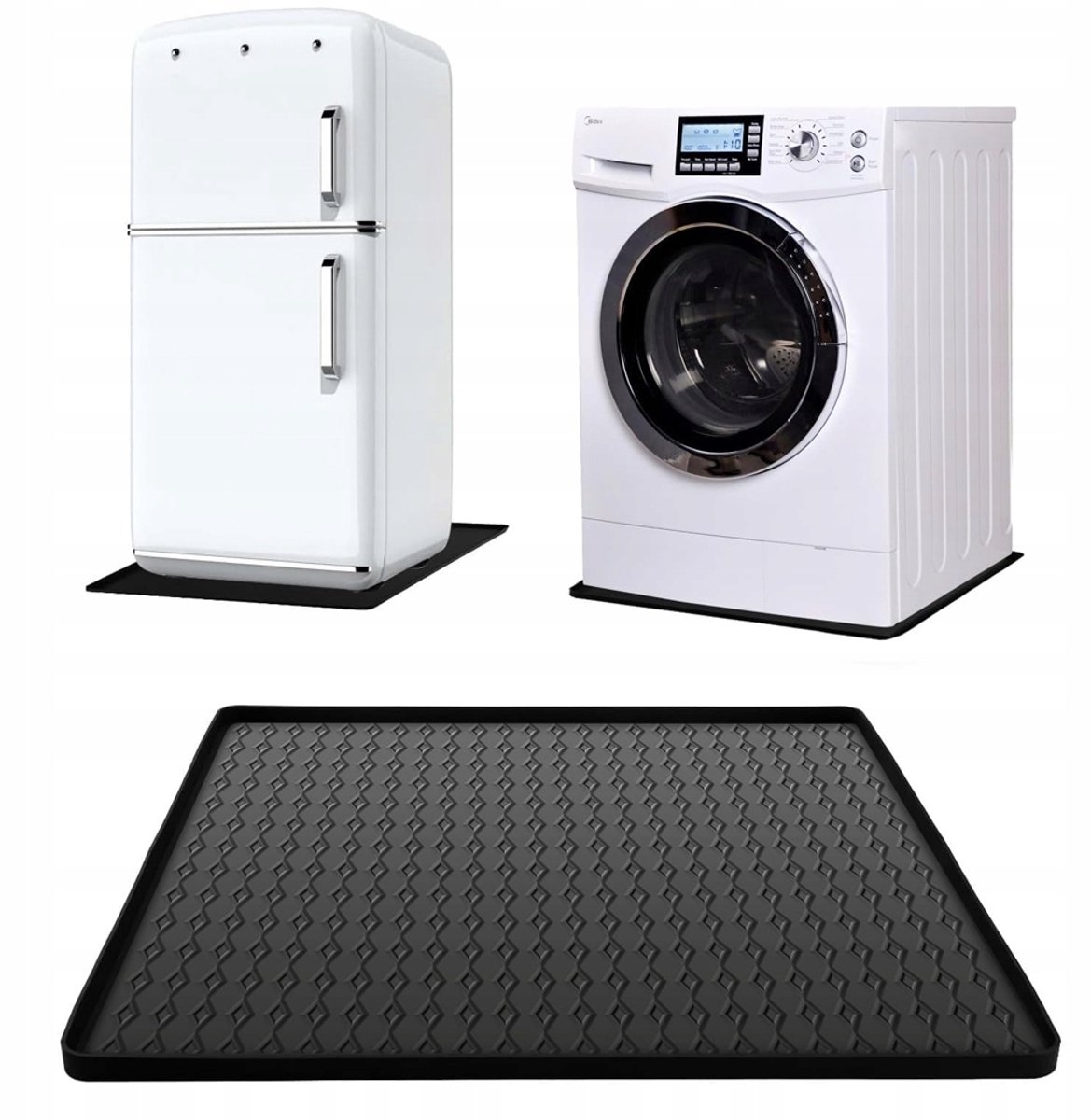 Beschermmat Siliconen - Vloer Beschermmat - 60x60 cm - Wasmachine Lekbak - met Verhoogde Rand 1,5 cm - Waterdicht - Antislip - Voor Koelkast Droger en Wasmachine