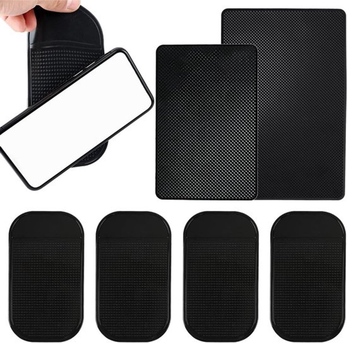Dashboardmat Antislip - 6 Stuks - Multifunctioneel - Zelfklevend - Wasbaar - PU Materiaal - Diverse Maten - Antislipmat
