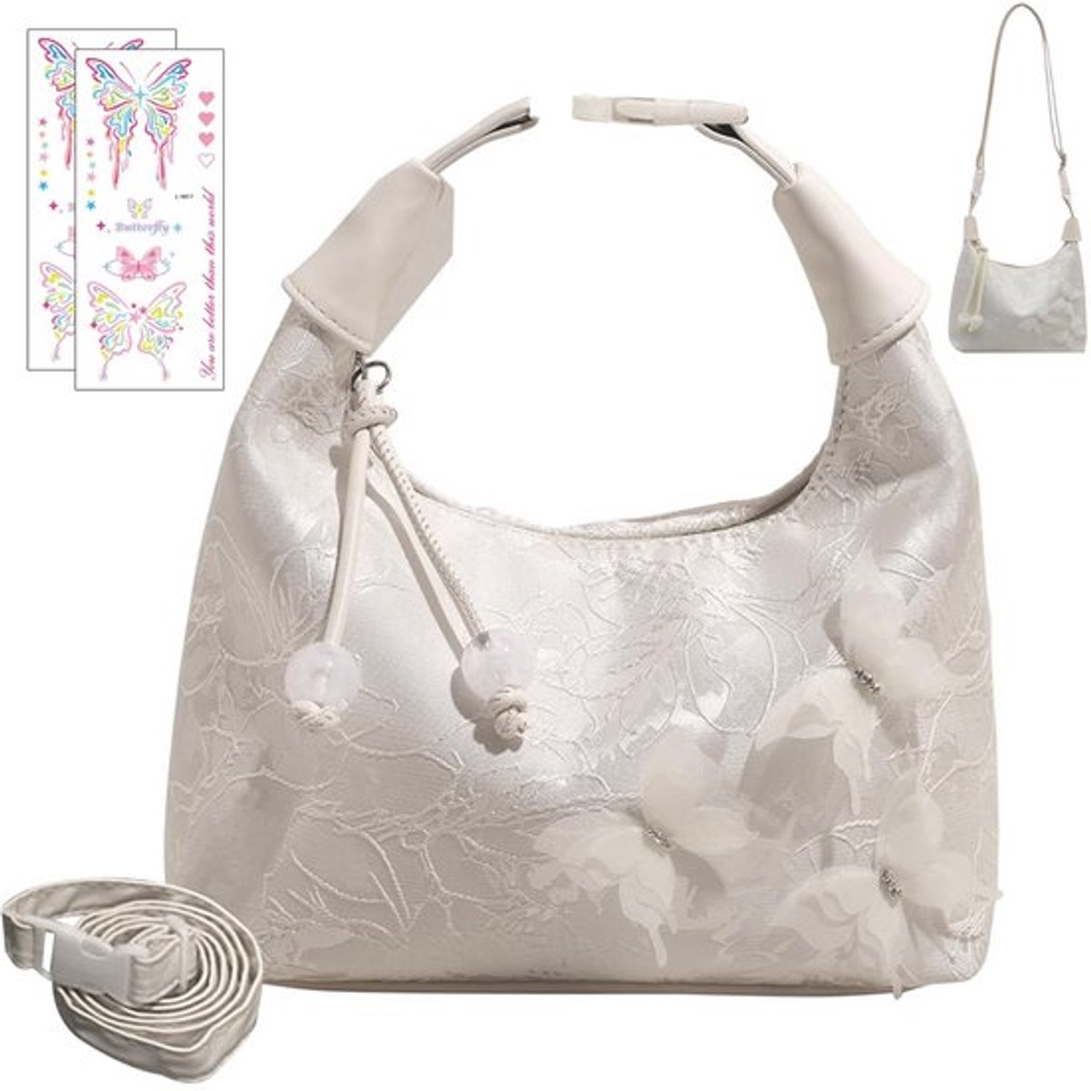 Schoudertas Elegante Vlinder - Crossbody Tas - Verstelbare Schoudertas - Handtas Dames - Mode Tas - Zachte Textuur