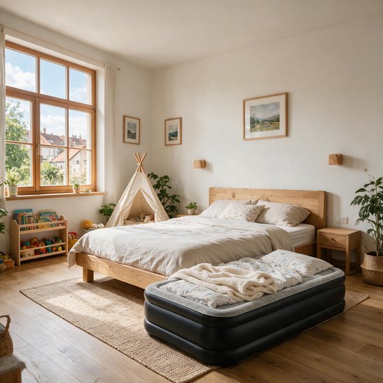 Luchtbed 1 Persoon - Zelfopblazend Luchtmatras met Elektrische Pomp - 187x90x46 cm - Comfortabel Logeerbed & Campingbed met Draagtas — afbeelding 5
